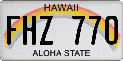 HI license plate FHZ770