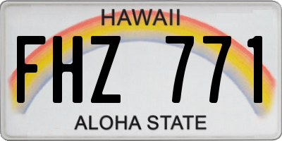HI license plate FHZ771