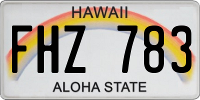 HI license plate FHZ783