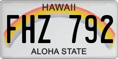 HI license plate FHZ792