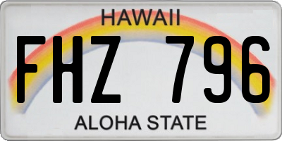 HI license plate FHZ796