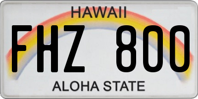 HI license plate FHZ800