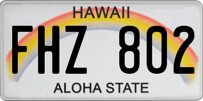 HI license plate FHZ802