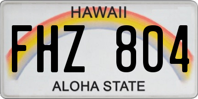 HI license plate FHZ804