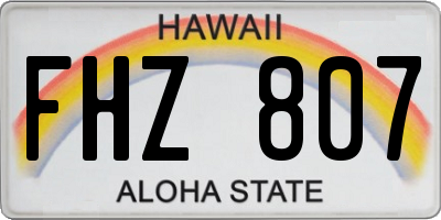 HI license plate FHZ807