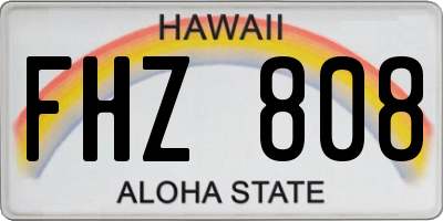 HI license plate FHZ808