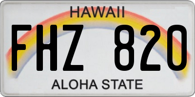 HI license plate FHZ820