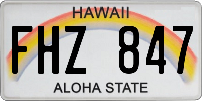 HI license plate FHZ847