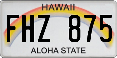 HI license plate FHZ875