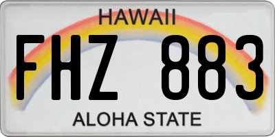 HI license plate FHZ883