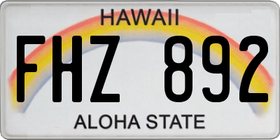 HI license plate FHZ892