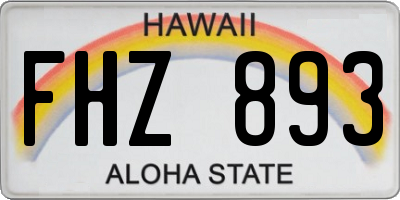 HI license plate FHZ893