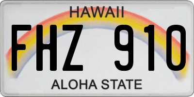 HI license plate FHZ910