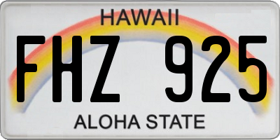 HI license plate FHZ925