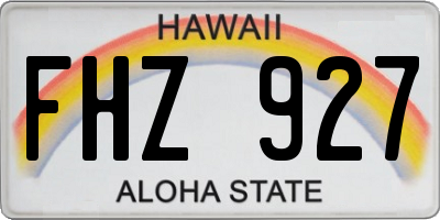 HI license plate FHZ927