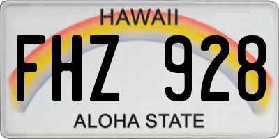 HI license plate FHZ928