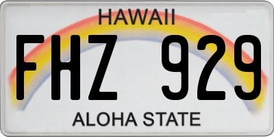 HI license plate FHZ929