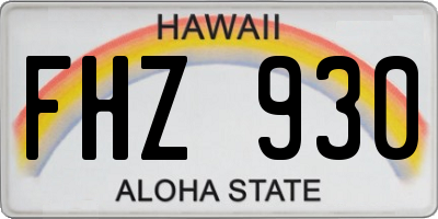 HI license plate FHZ930