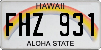 HI license plate FHZ931
