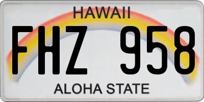 HI license plate FHZ958