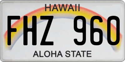 HI license plate FHZ960