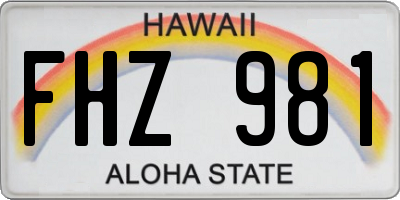 HI license plate FHZ981
