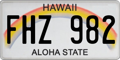 HI license plate FHZ982