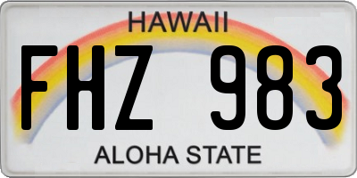HI license plate FHZ983