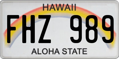 HI license plate FHZ989