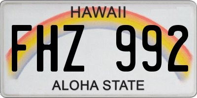 HI license plate FHZ992