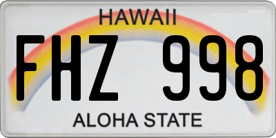 HI license plate FHZ998