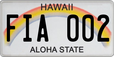 HI license plate FIA002