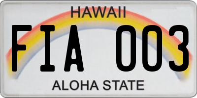 HI license plate FIA003