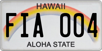 HI license plate FIA004