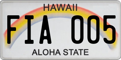 HI license plate FIA005