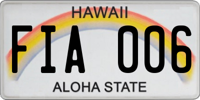 HI license plate FIA006