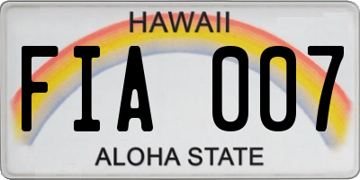 HI license plate FIA007
