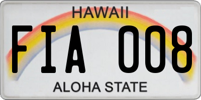 HI license plate FIA008