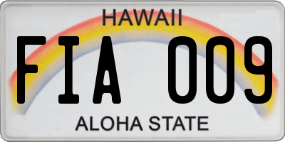 HI license plate FIA009