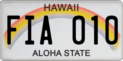 HI license plate FIA010