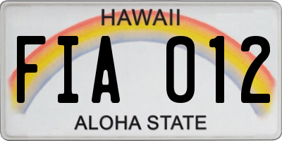 HI license plate FIA012