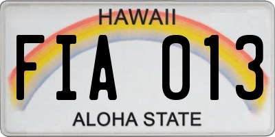 HI license plate FIA013