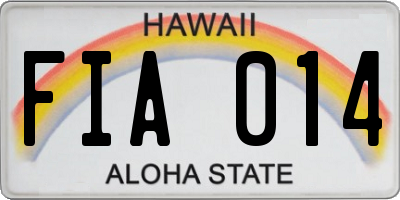 HI license plate FIA014