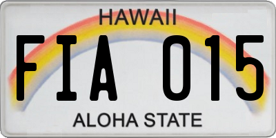 HI license plate FIA015