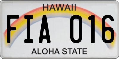 HI license plate FIA016