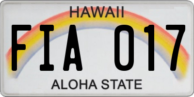 HI license plate FIA017