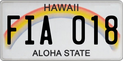 HI license plate FIA018