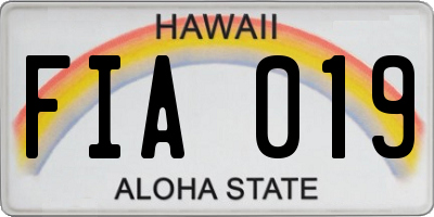 HI license plate FIA019