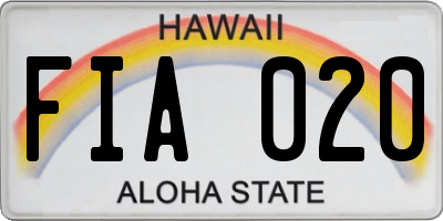 HI license plate FIA020