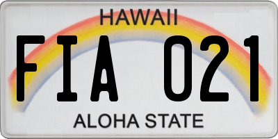 HI license plate FIA021